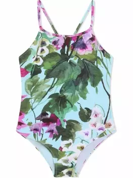Dolce & Gabbana купальник с принтом, синий