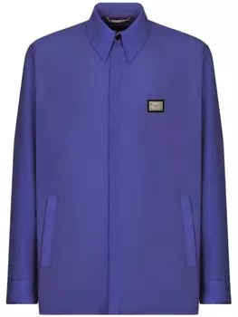 Dolce & Gabbana куртка-рубашка с классическим воротником и логотипом, синий