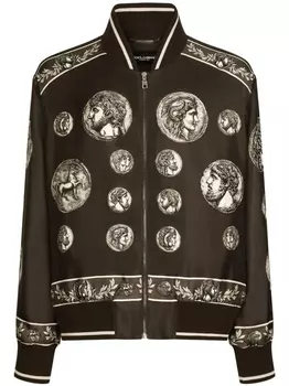 Dolce & Gabbana куртка с графичным принтом, коричневый