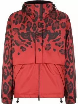 Dolce & Gabbana куртка с капюшоном и леопардовым принтом, красный