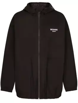 Dolce & Gabbana куртка с капюшоном и вышитым логотипом, черный