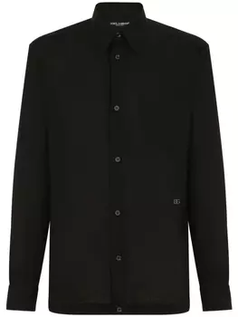 Dolce & Gabbana льняная рубашка Hawaiian с длинными рукавами, черный