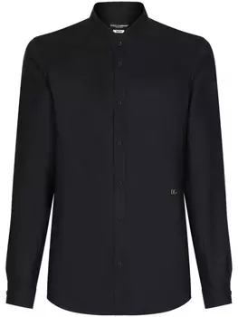 Dolce & Gabbana льняная рубашка с логотипом, черный
