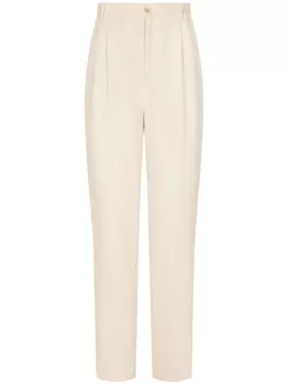 Dolce & Gabbana льняные брюки строгого кроя, нейтральный цвет
