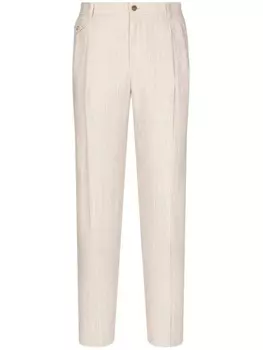 Dolce & Gabbana льняные брюки строгого кроя, нейтральный цвет