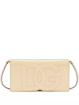 Dolce & Gabbana лакированная мини-сумка DG Logo, нейтральный цвет
