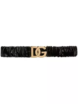 Dolce & Gabbana лакированный ремень с логотипом DG, черный