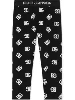 Dolce & Gabbana легинсы Interlock с логотипом, черный