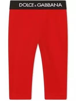 Dolce & Gabbana легинсы Interlock с логотипом, красный