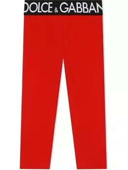 Dolce & Gabbana легинсы Interlock с логотипом, красный