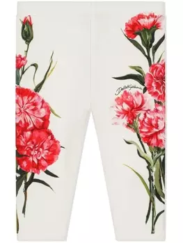 Dolce & Gabbana легинсы с цветочным принтом, белый