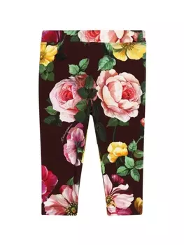 Dolce & Gabbana легинсы с цветочным принтом, черный