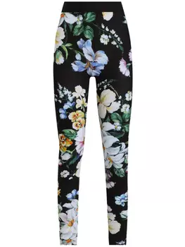 Dolce & Gabbana легинсы с цветочным принтом, черный