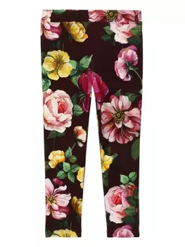 Dolce & Gabbana легинсы с цветочным принтом, красный