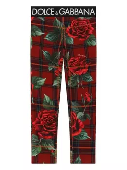 Dolce & Gabbana легинсы в клетку тартан, красный