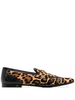 Dolce & Gabbana лоферы Erice с леопардовым принтом, коричневый