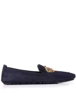 Dolce & Gabbana лоферы с нашивкой в форме короны, синий