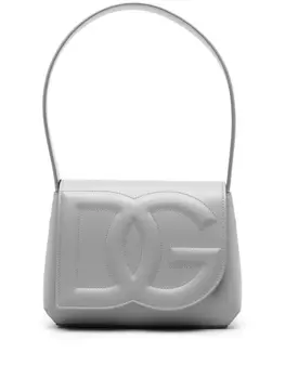 Dolce & Gabbana logo-embossed leather shoulder bag, серый