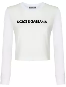 Dolce & Gabbana logo-lettering long-sleeve T-shirt, белый