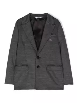 Dolce & Gabbana logo-patch jersey single-breasted blazer, серый