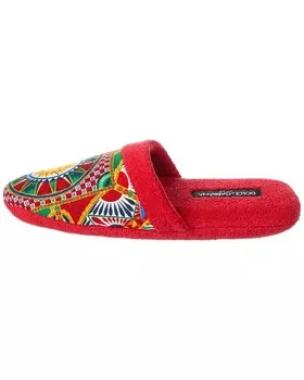 Dolce & Gabbana Махровые тапочки Carretto с принтом Siciliano, красный