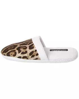 Dolce & Gabbana Махровые тапочки с леопардовым принтом, белый