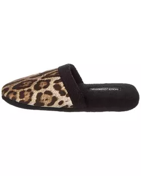 Dolce & Gabbana Махровые тапочки с леопардовым принтом, черный