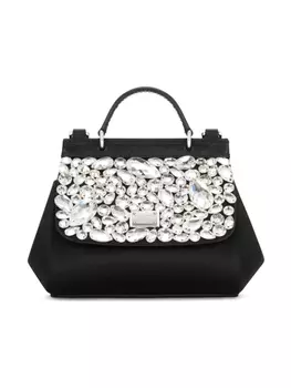 Dolce & Gabbana мини-сумка Sicily с кристаллами, черный