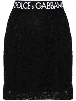Dolce & Gabbana мини-юбка из цветочного кружева, черный