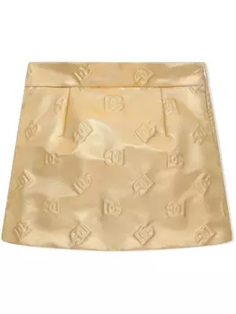Dolce & Gabbana мини-юбка с тисненым логотипом, золотистый