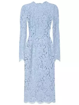 Dolce & Gabbana облегающее платье мини с цветочным кружевом, синий