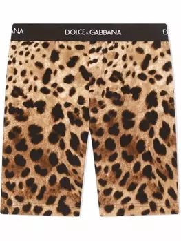 Dolce & Gabbana облегающие шорты Interlock с леопардовым принтом, коричневый