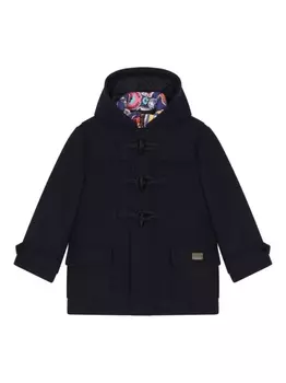 Dolce & Gabbana однобортное пальто с капюшоном, синий