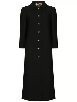 Dolce & Gabbana однобортное пальто с логотипом на пуговицах, черный
