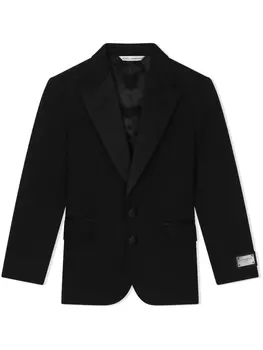 Dolce & Gabbana однобортный пиджак-смокинг с логотипом, черный