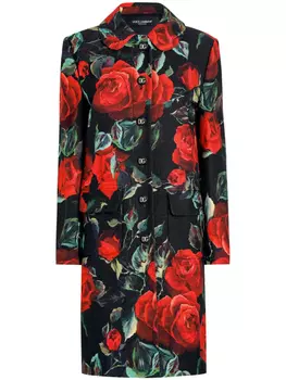 Dolce & Gabbana пальто с цветочным принтом, черный