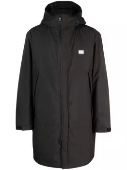 Dolce & Gabbana пальто с капюшоном и логотипом, черный