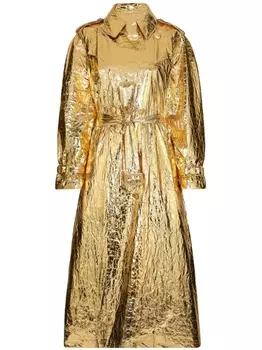 Dolce & Gabbana пальто с жатым эффектом и поясом, золотой