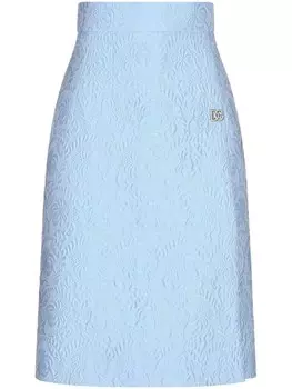 Dolce & Gabbana парчовая юбка миди, синий