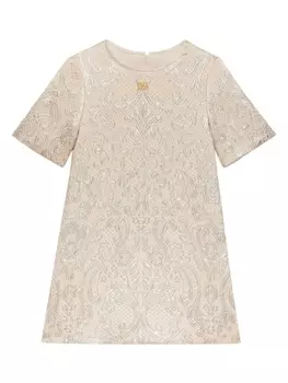 Dolce & Gabbana парчовое платье с логотипом, нейтральный цвет