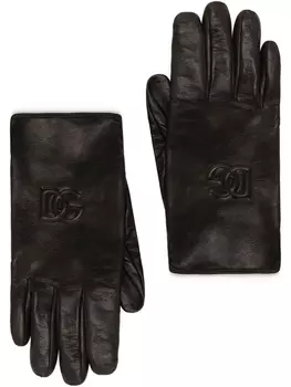 Dolce & Gabbana перчатки с тисненым логотипом DG, черный