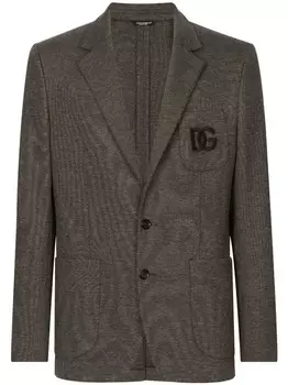 Dolce & Gabbana пиджак DG Essentials с вышитым логотипом, коричневый