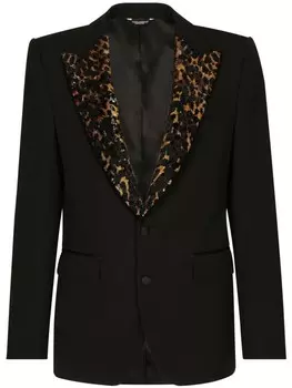 Dolce & Gabbana пиджак Sicilia с леопардовым принтом, черный
