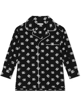 Dolce & Gabbana пижамная рубашка с логотипом DG, черный