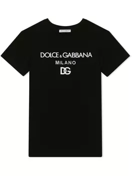 Dolce & Gabbana платье-футболка с логотипом, черный