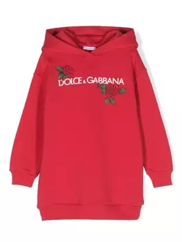 Dolce & Gabbana платье-худи с логотипом, красный