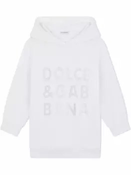Dolce & Gabbana платье-худи с логотипом, белый