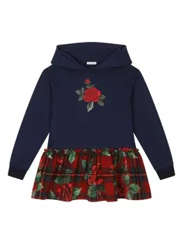 Dolce & Gabbana платье-худи в клетку тартан, синий