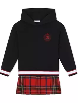 Dolce & Gabbana платье-худи в клетку тартан, черный