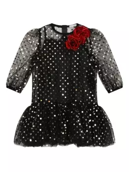 Dolce & Gabbana платье из тюля с пайетками, черный